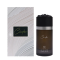 Ahmed Al Maghribi Cinder Eau De Parfum bottle with striped packaging box