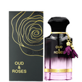Ahmed Al Maghribi Oud & Roses Eau de Parfum 3.4 oz bottle with packaging box front view