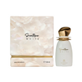 Scentique White fragrance bottle and pearlescent box with gold accents displayed together